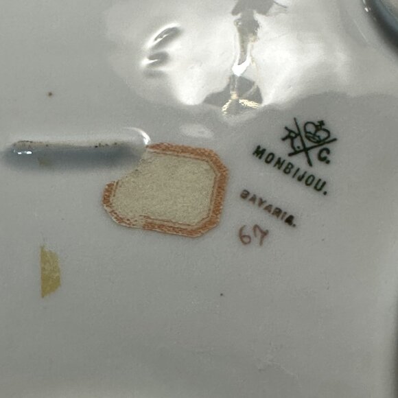 Vintage R C Monbijou Porcelain ruffled edge bowl gold trim hand painted Bavaria - Picture 4 of 6